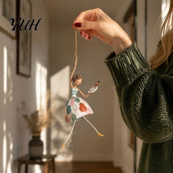Garden Branch Decoration Dancing Lady Hanging Ornament for Home Decor, Elegant Art Sculpture, Ornaments Creative Pendant Indoor Outdoor Window