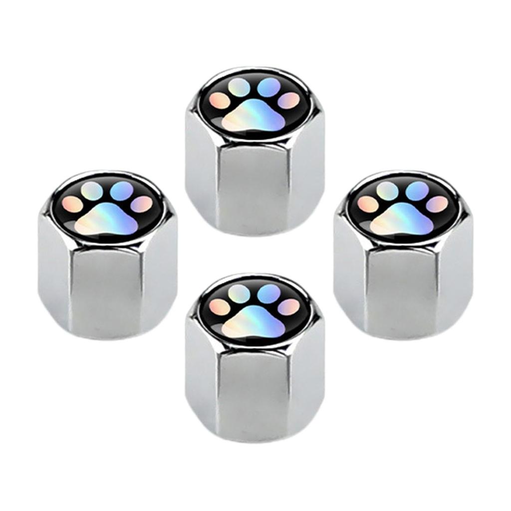 Tire Valve Cap, Colorful Footprint Tire Valve Cover Auto Tire Air Cap - Valve