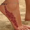 Henna Tattoo Stickers, Red Brown Waterproof Lace Temporary Tattoos, Indian Mehndi Body Art for Hands Feet, Festival Makeup