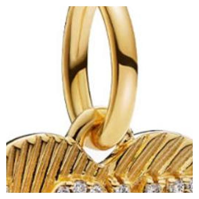 Pandora Heart-shaped Texture 925 Silver Pendant Women's Gold 763604CO1