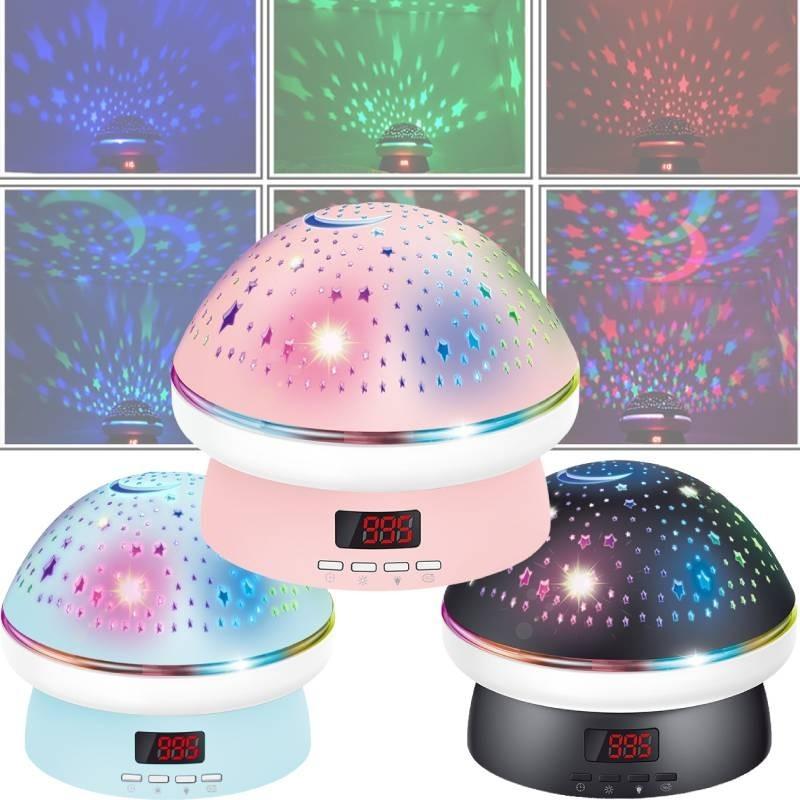 Star Night Projector Light Mushroom Timer Rotation Abs For Kids Gift Bedroom