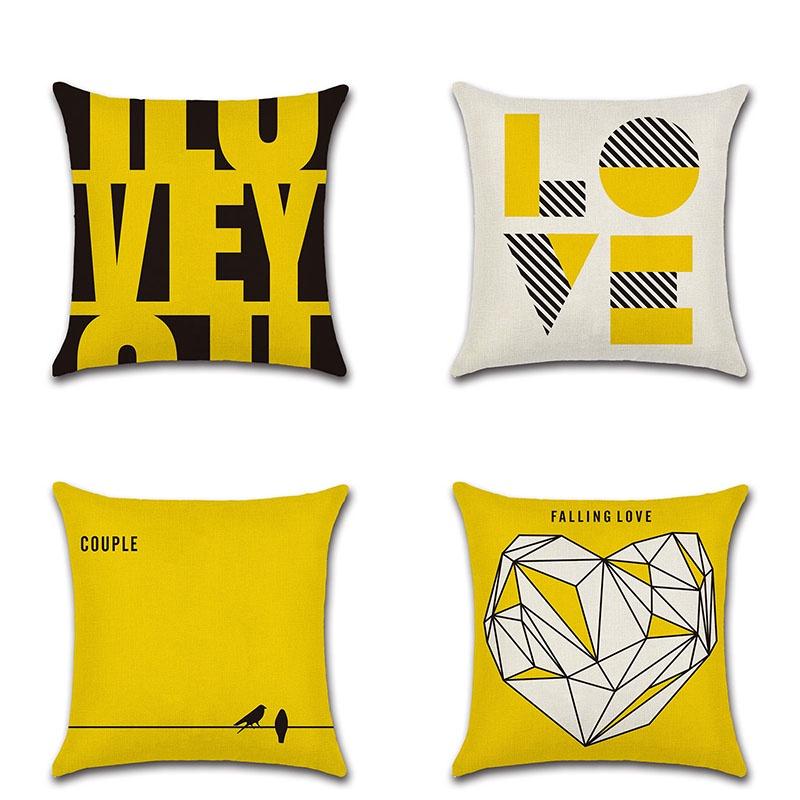 Premium 45x45cm Soft Linen Love Series Cushion Cover For Elegant Sofa Accents