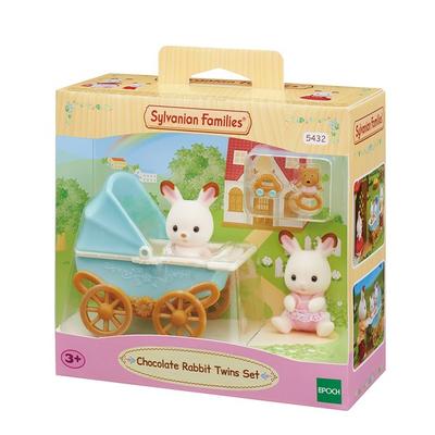 Sylvanian Family Chocolate Rabbit Twin Stroller Figure, 1 Piece, Korean Popular Toys