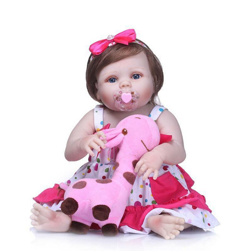 Lifelike 22 Full Body Vinyl Silicone Reborn Baby Girl Doll With Stunning Blue Eyes