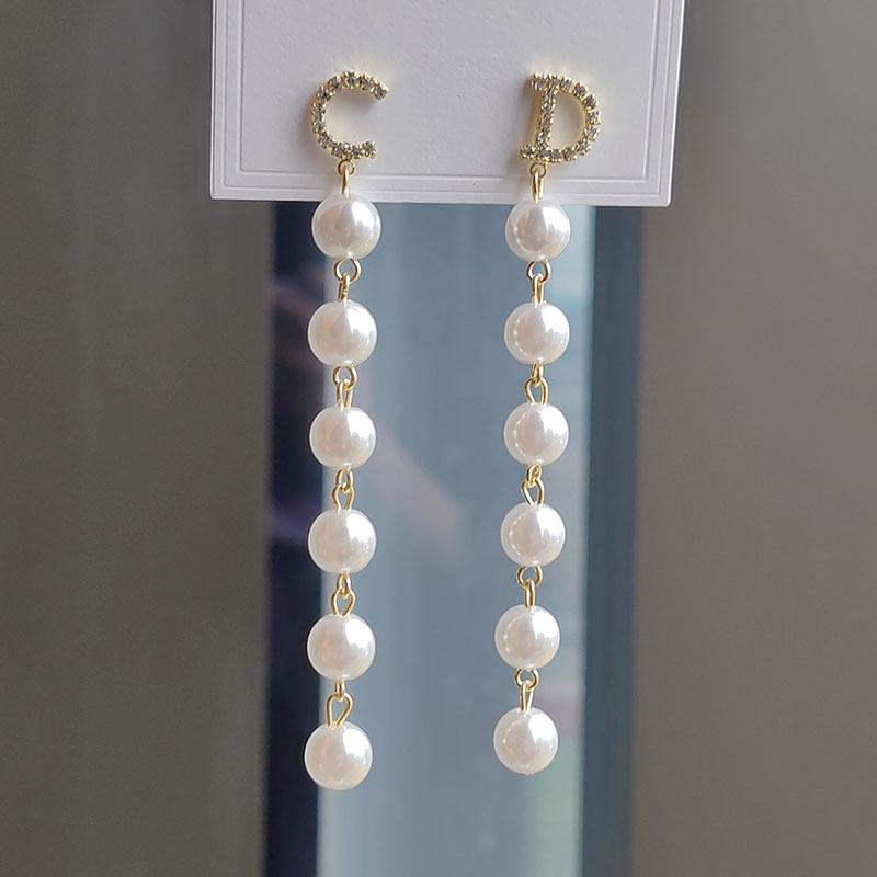 

Корейские серьги-гвоздики, длинные серьги с микро-инкрустацией из стразов и жемчуга, серьги для женщин