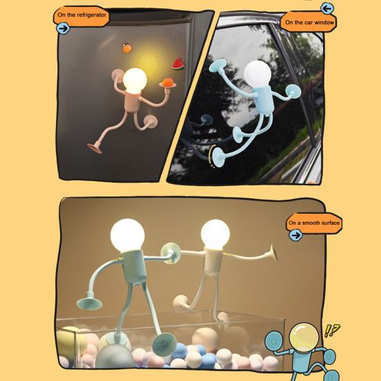 Nachtlicht Kreative Formverändernde Beleuchtung Verstellbarer Arm Nachtlampe Saugfuß Mini Dekorativ