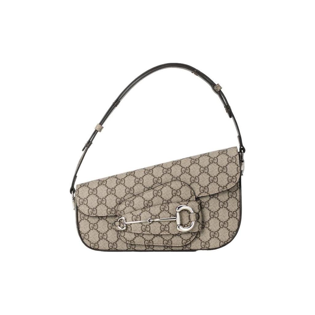 Gucci Horsebit 1955 Shoulder Bag Beige GG Supreme Canvas Silver Hardware Handbag for Women Daily Commute Party Gift 764155-KGD0N-9742