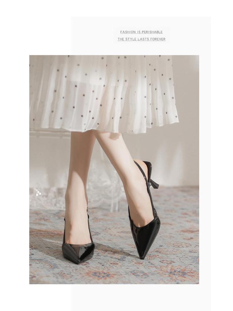 8369-5 Women's Closed Toe Stiletto High Heels - Summer 2023 Patent Leather Pointed Sandals