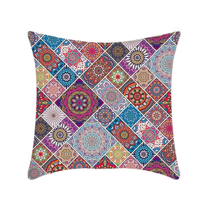 Spliced Colorful Mandala Traditional Ethnic Pattern Car Throw Pillows, Sofa Bay Window Pillow Covers and Cushions