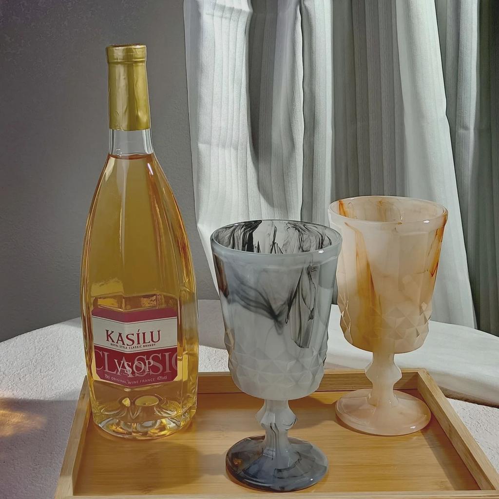 Milk Jade Glass Cup Goblet Glass Wine Glass Colorful Retro Glass Champagne Cocktail Glasses