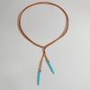 Retro Geometric Turquoise Double Pendant Velvet Leather Y-shaped Women's Necklace