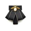 Korean Fabric Bow Tie Brooches Women Suit Shirt Collar Pearl Crystal Beee Lapel Pins Casual British Style Neckties Men's Jewelry