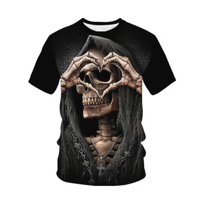Yaz Komik İskelet 3D Baskılı Tişörtler Sokak Giyimi Erkekler Korku Moda Harajuku Rahat Büyük Boy Tişört Tişörtler Üstler Giyim