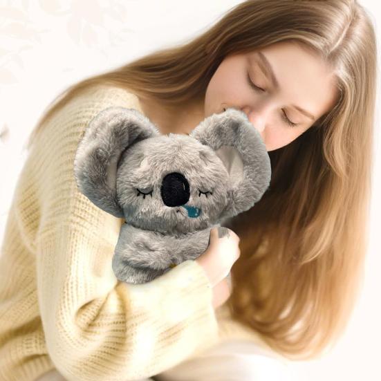 Baby Koala Plush Sensory Toy Anxiety Relief Stuffed Animal 5-Speed Breathing Light & Moving Ears Machine Washable Doll with Soothing Music