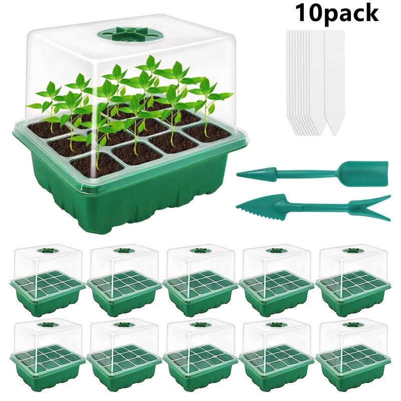 12 Holes Seed Starter Tray Greenhouse Germination Kit with Humidity Dome Plant Seedling Growing Tray with Base Propagation Kit