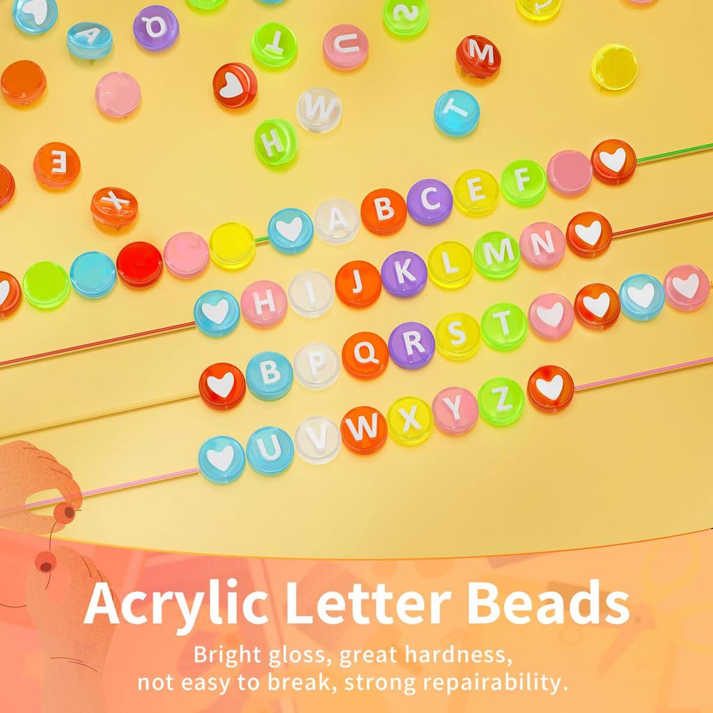 800 Pieces A-Z Letter Beads 7x4mm Alphabets Beads Round Beads Acrylic Letter Bead Kits for Bracelet Jewellery Making