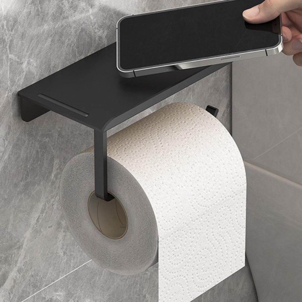 Self Adhesive Toilet Paper Roll Holder Plastic Mobile Phone Rack Toilet Manager Holder Bathroom