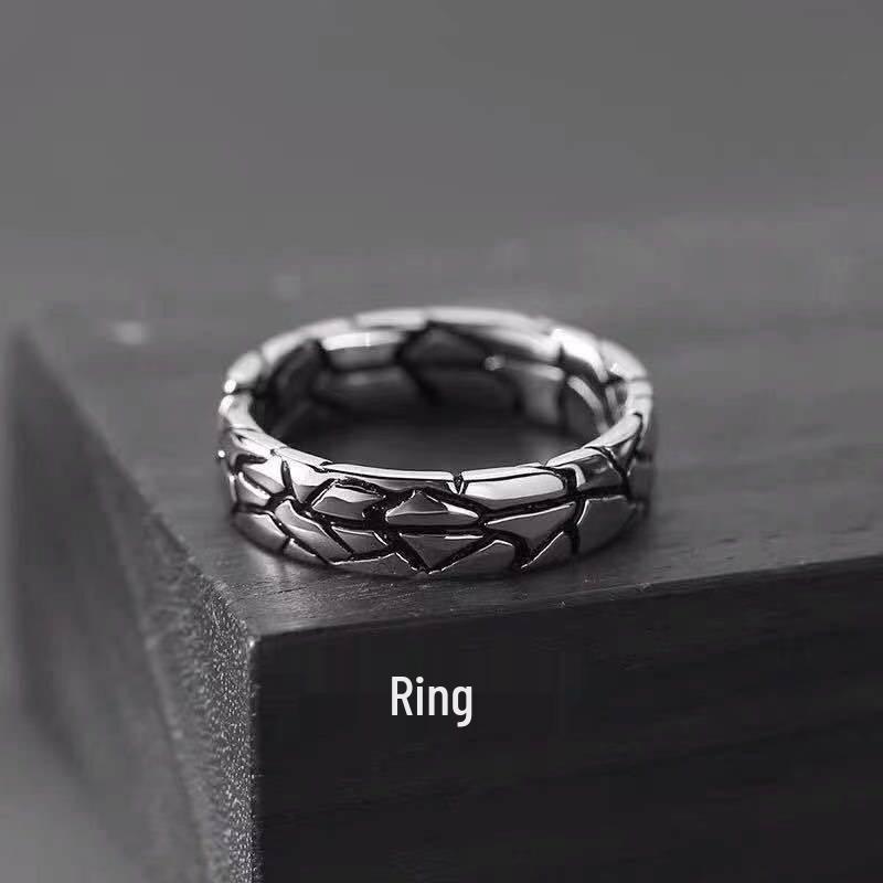 

Men s Trendy 925 Silver Hip Hop Retro Stone Ring Adjustable Open