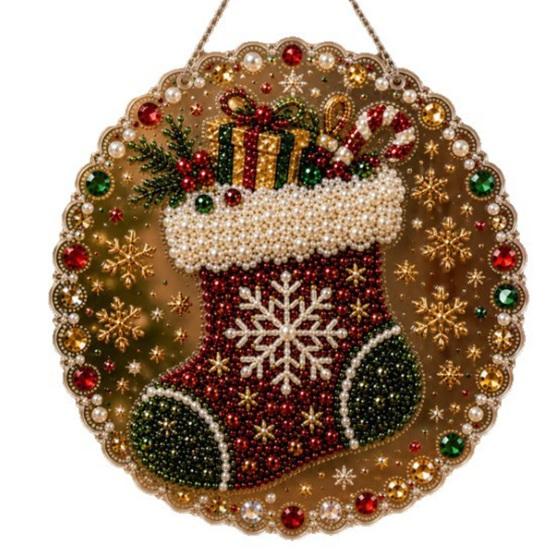 Diamond Painting Christmas Ornament Kit Faux Pearl Hanging Kit, DIY 3D Beads Handmade Festive Home Decor Art Craft, Acrylic Gem Board for Window,