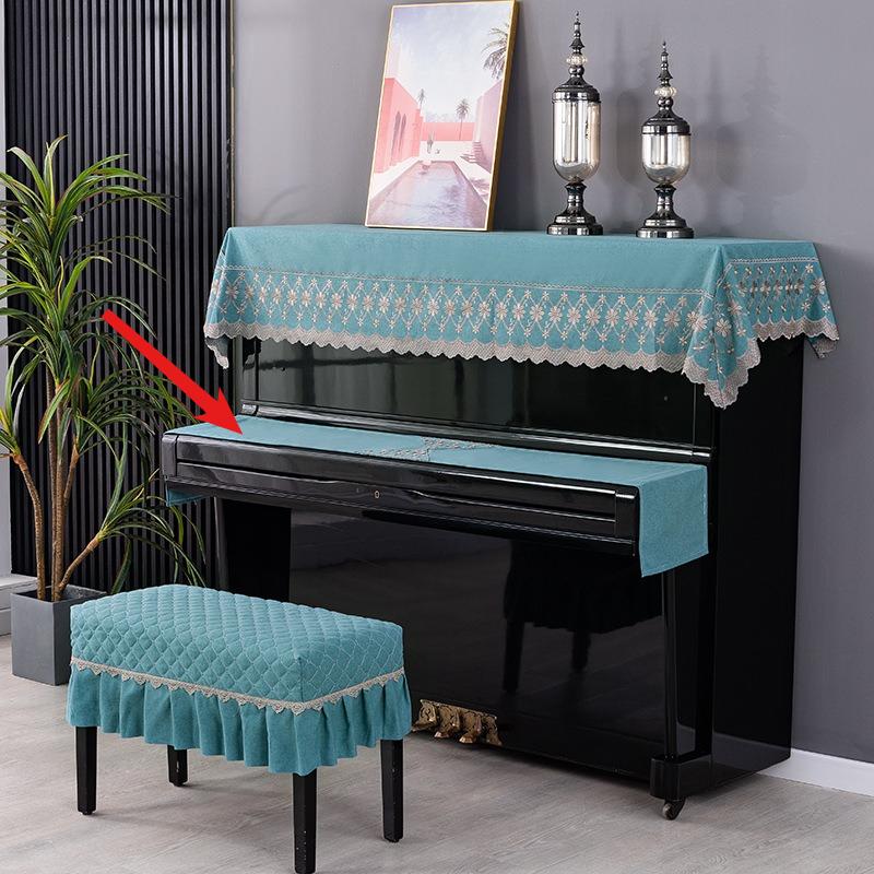 

Modern Minimalist Nordic Style Dust Cover Fabric Upright Piano Cover Cloths Half Covered Piano Key Protective Cloth Home Decorat Bench with Skirt Edge Key towel 27x190cm