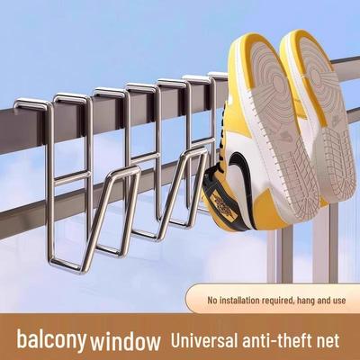 Stainless Steel Multi-Functional Shoe Drying Hooks for Window Railings