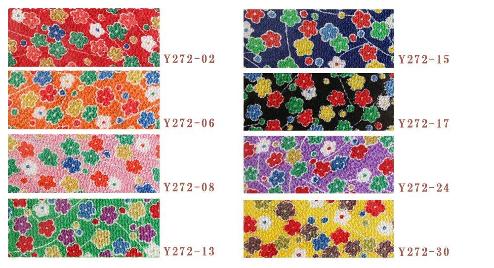Nippon Chuko Chirimen Cut Yuzen Approximately 23 x Floral Fabric, 33cm, Pattern, Green, Y272-13