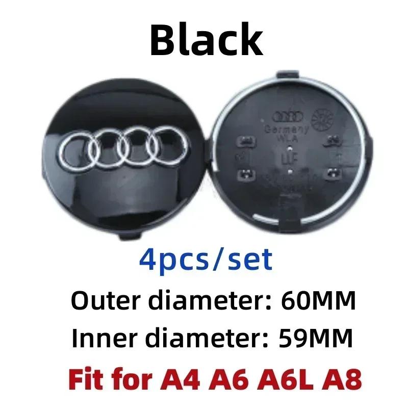 For Audi 60/61/68/69/77MM 4pcs Car Wheel Center Hup Cap Cover A4 A6L A7 A8 A3 A5 A6 S3 S4 Q3 Q5 Q5L Q7 Modification