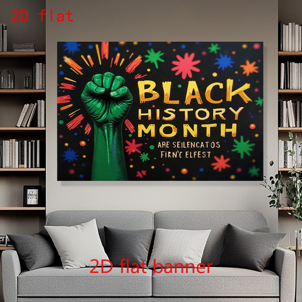 2D flat flag black historical month fist bump mural - used for general celebrations, Father's Day
