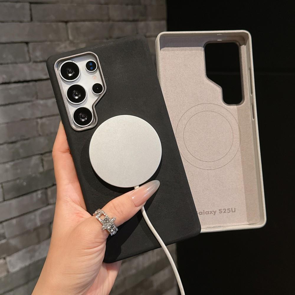 Für Samsung Galaxy S25 S24Ultra Hülle PU-Leder Magnetisch Kabelloses Laden Schützen Rückseite Abdeckung Hülle Für Smasung S25 S24Plus Schale