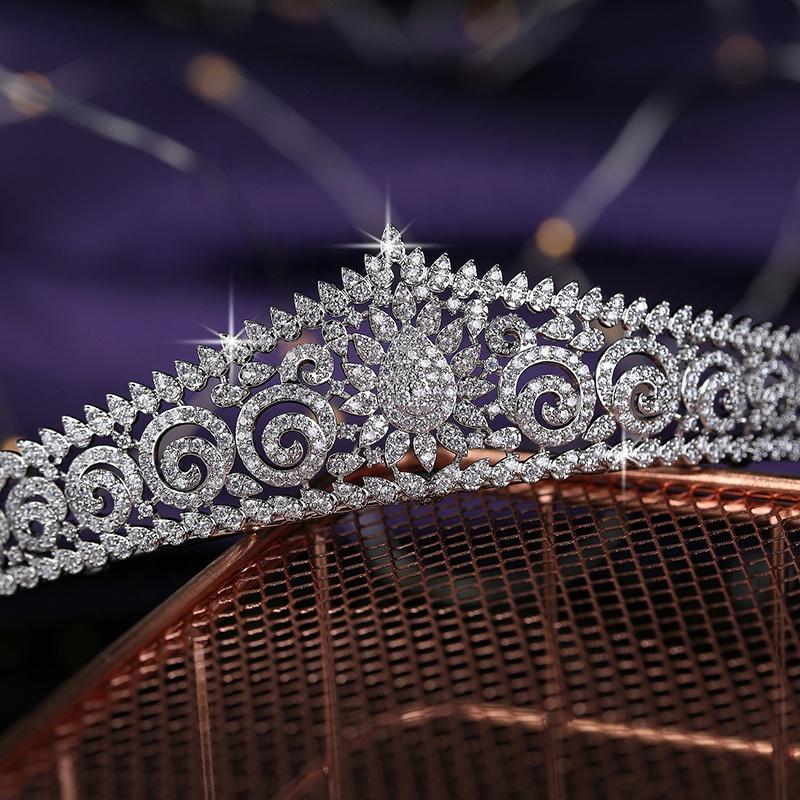 Cubic Zircon Casting Hair Jewelry Wedding Tiara Classic Bridal Hair Accessories Anniversary Women Crowns HG0036 Corona Princesa