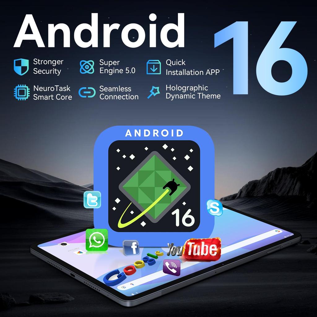TABWEE T60 Tablet mit Android 16 12 GB RAM 256 GB ROM Gemini KI 12,2 Zoll 2,5K Display 10000 mAh Akku