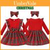 Toddler Xmas Plaid Printed Long Sleeve Christmas Dress