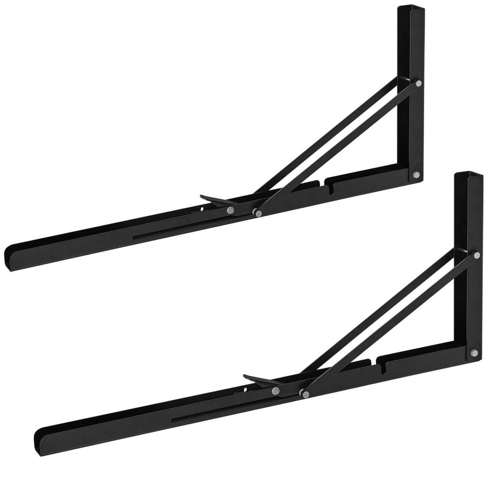Shelf Bracket Foldable, 24” L 2 Pcs , Heavy Duty Floating Shelf Brackets, Brackets for Shelves, 5mm Thick Matte Black L Shelf Bracket,Steel Shelving
