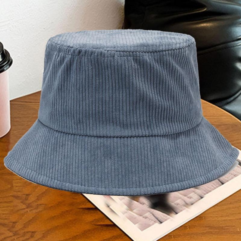 Corduroy hat embroidery autumn and winter bucket hat men's versatile thermal basin hat bucket hat tide