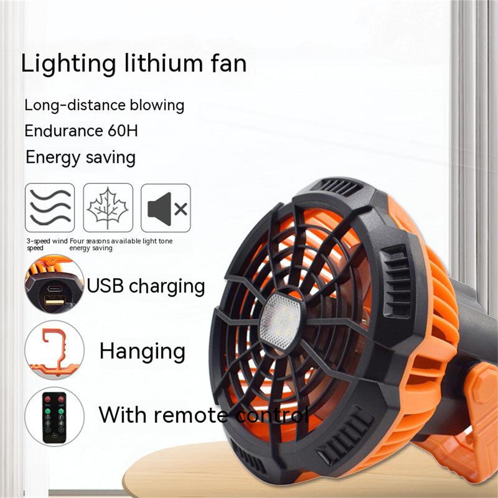 X10 Portable Electric Fan 250 Lumens Infrared Remote Control Air Cooling Fan With Led Night Light black orange#0
