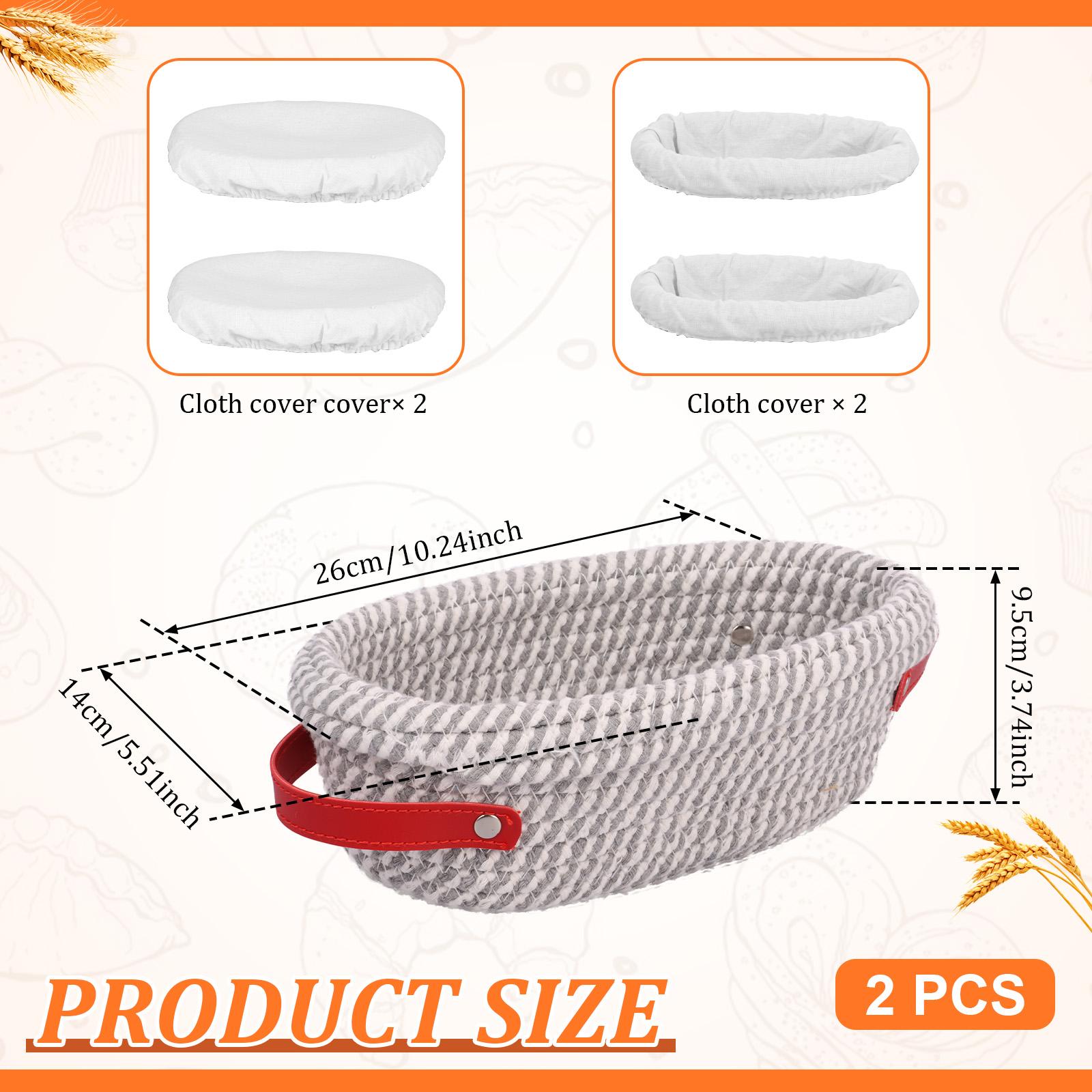 

Cotton Rope Proofing Basket for Bread Baking Oval And Round Banneton Bread Basket with Liner And Cover for Homemade Sourdough