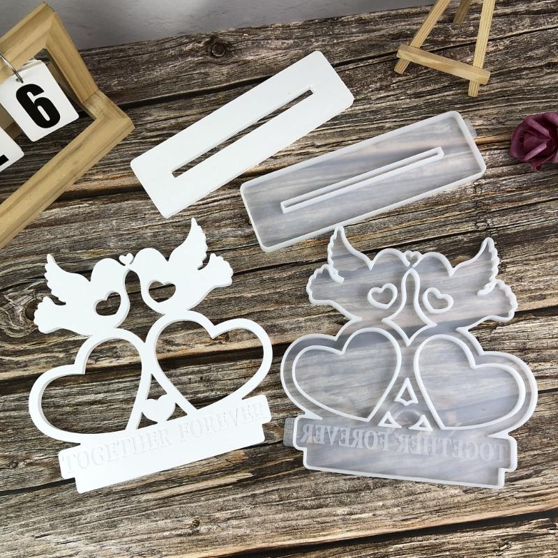 Elegant Heart Bird Picture Frame Silicone Moulds Resin Crafting Moulds Craft Project Molds Silicone Texture for Crafting