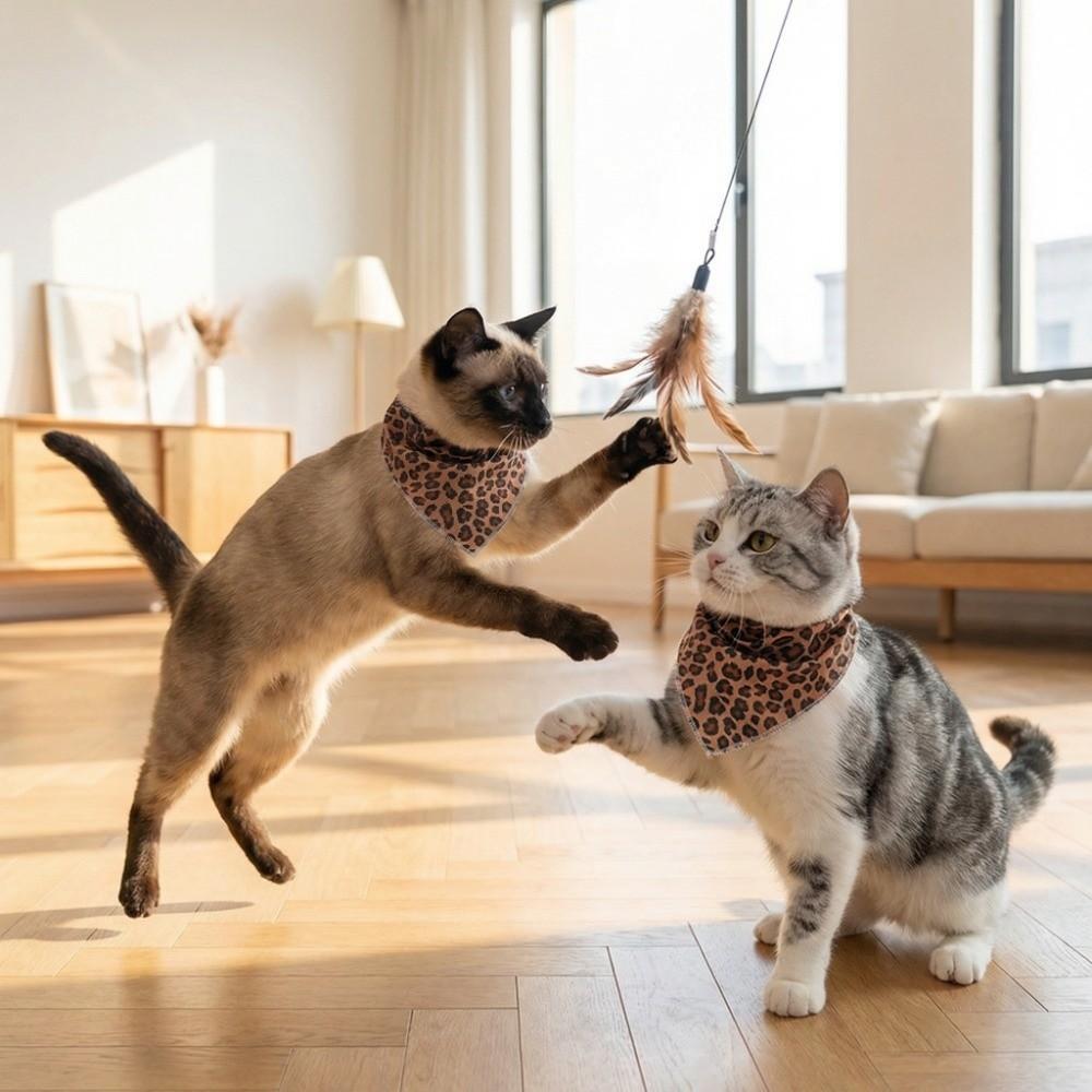 Multipurpose Leopard Print Saliva Towel Adjustable Cat Saliva Towel Pet Triangle Scarf  Party