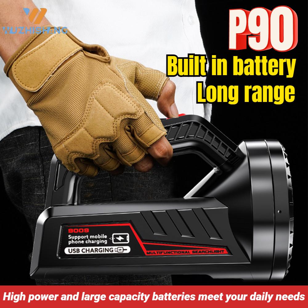 Super Bright LED Searchlight 12000mAh Long Range Torch USB Rechargeable Work Light P90 Waterproof Floodlight Powerful Flashlight