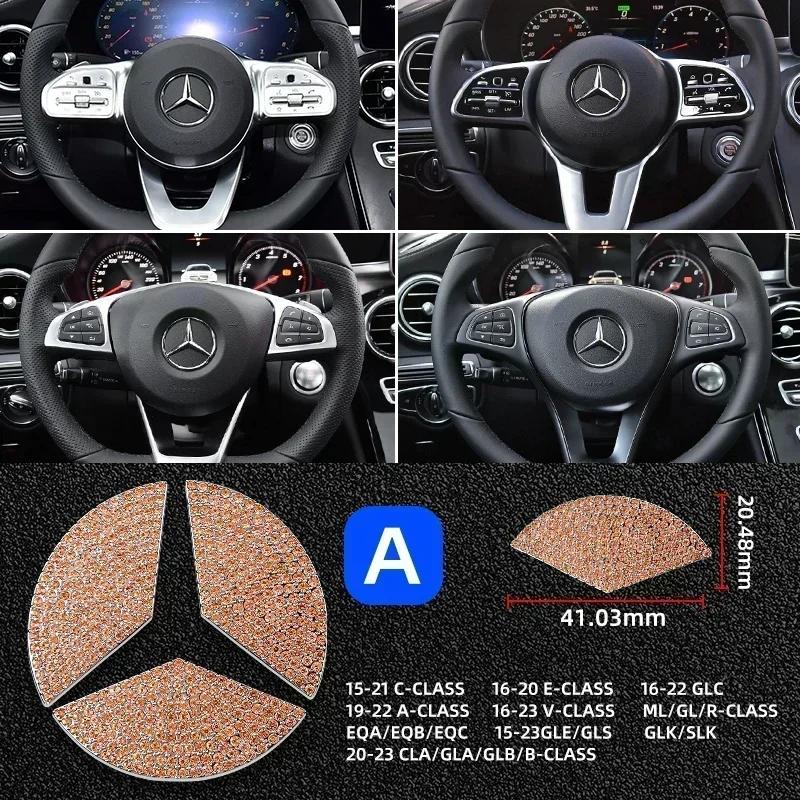 Naklejka z emblematem kierownicy samochodowej Diamentowe akcesoria do Mercedes Benz AMG W205 W211 W212 W213 X253 W166 W167 W117 W247 W176