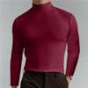 Camisa de manga larga ajustada para hombre con cuello alto, suave, elástica, capa base casual