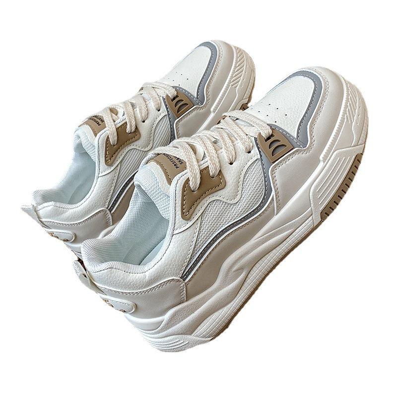 Retro Color Blocking Design Sneakers for Women's Spring Thick Soled Shoes