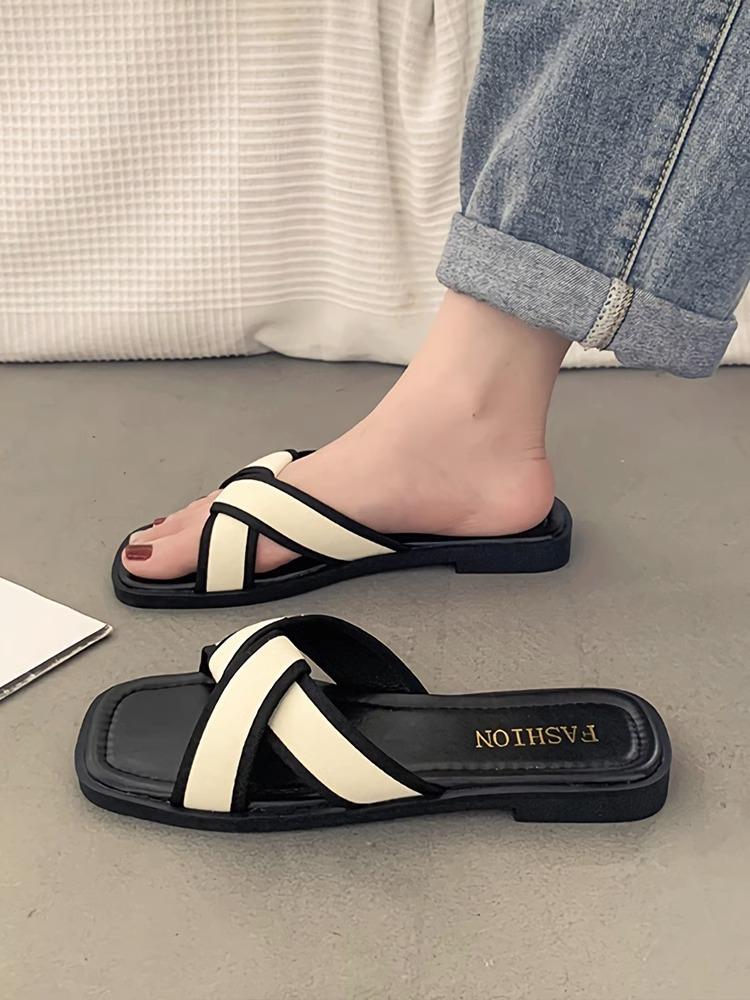 French fairy style flat bottom two wearing sandals female summer fashion with skirt temperament popular versatile Roman cool slippers