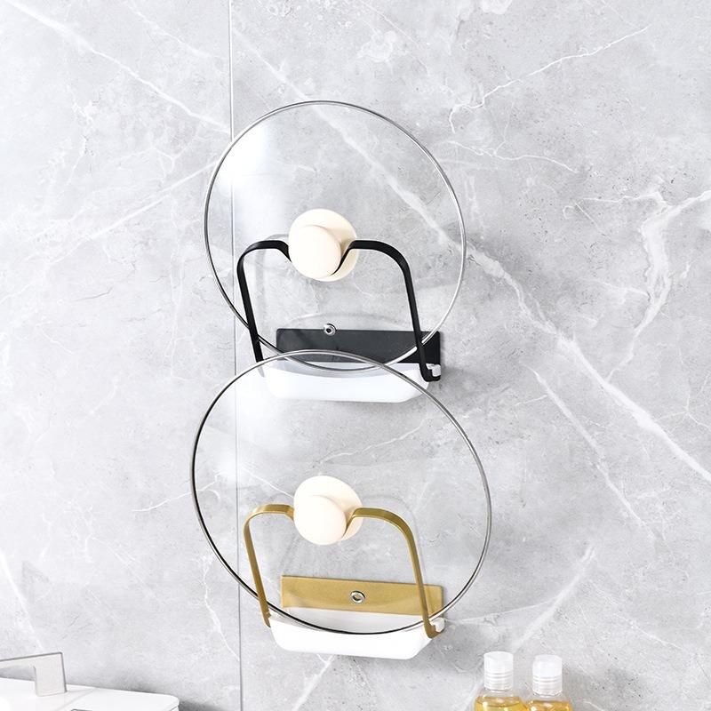Wall-mounted Pot Lid Rack Without Drilling Holes Cutting Board Storage Stand Draining Pot Lid Placement Device