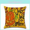 Luxuriöser Halloween-Leinen-Kissenbezug mit Kürbis- und Geistermuster für festliche Dekoration