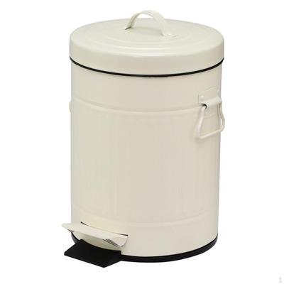 Trash Can, Dustbin with Non-Slip Base, Home Decor, Iron, Space-Saving, Foot Pedal Operated, Bedroom