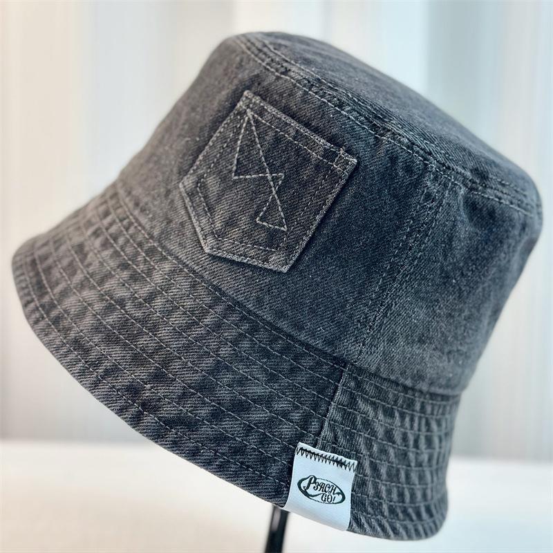 

Весенняя новая джинсовая шляпа рыбака детская ретро шляпа-ведро шляпа-тазик ONE SIZE чёрный