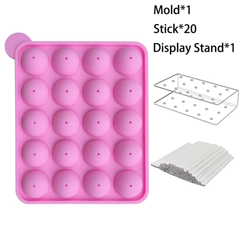 20 Cavity Silicone Cake Pop Mold Kits with 20pcs Cake Pop Sticks Great for Cake Pop Maker Lollipop Mold Cake Pop and Chocolate
