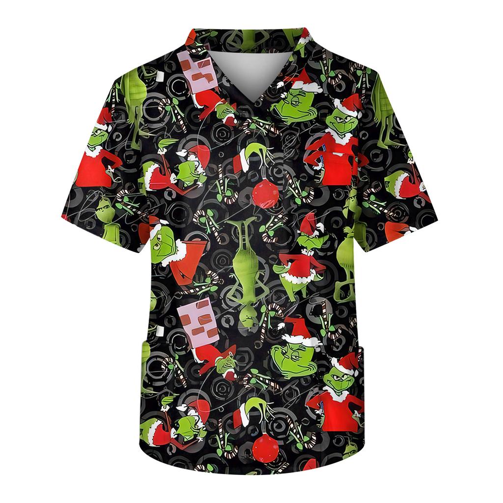 Top de Cuidado de Manga Corta con Cuello en V y Estampado con Bolsillo de Pecho para Hombre