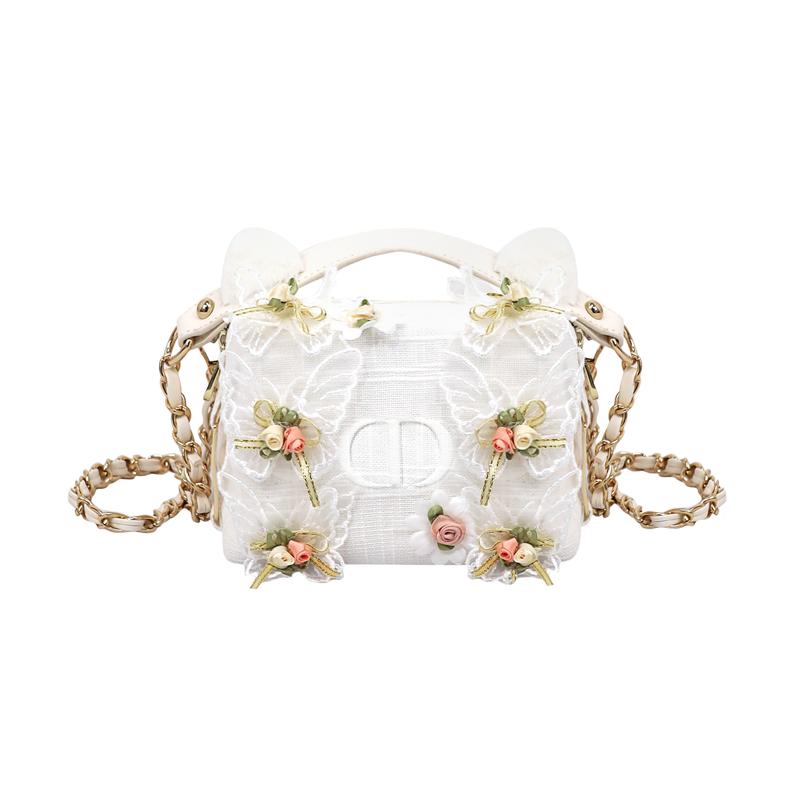 

DIOR [Customized Cosmetic Bag] Fantasy Incredible Butterfly Dream French Elegant and Gentle Polyester Fiber Storage Bag Dustproof and Portable белый